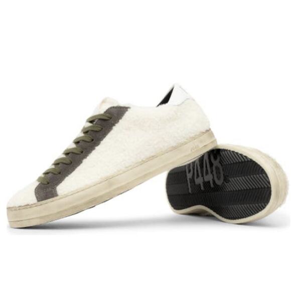 NWOB P448 John Faux Shearling Sneaker 40/ 10 Made in ITALY Women Shoes - Picture 1 of 11